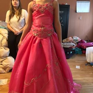 NWT size 8 Little Rosie hot pink pageant gown